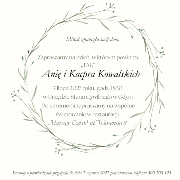 Zaproszenie ślubne wzór ZS-4